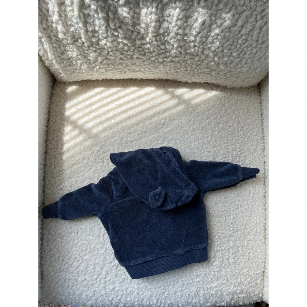 Newborn (NB) Carter's Blue Terry Cloth Zip Up With Ears